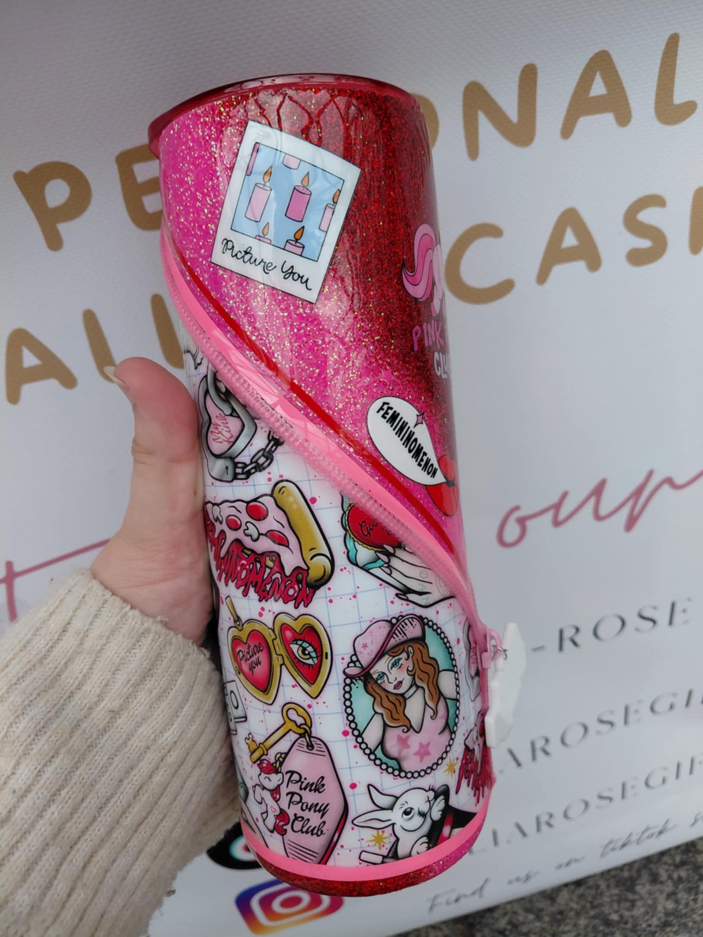 Pink Pony Zipper Tumbler