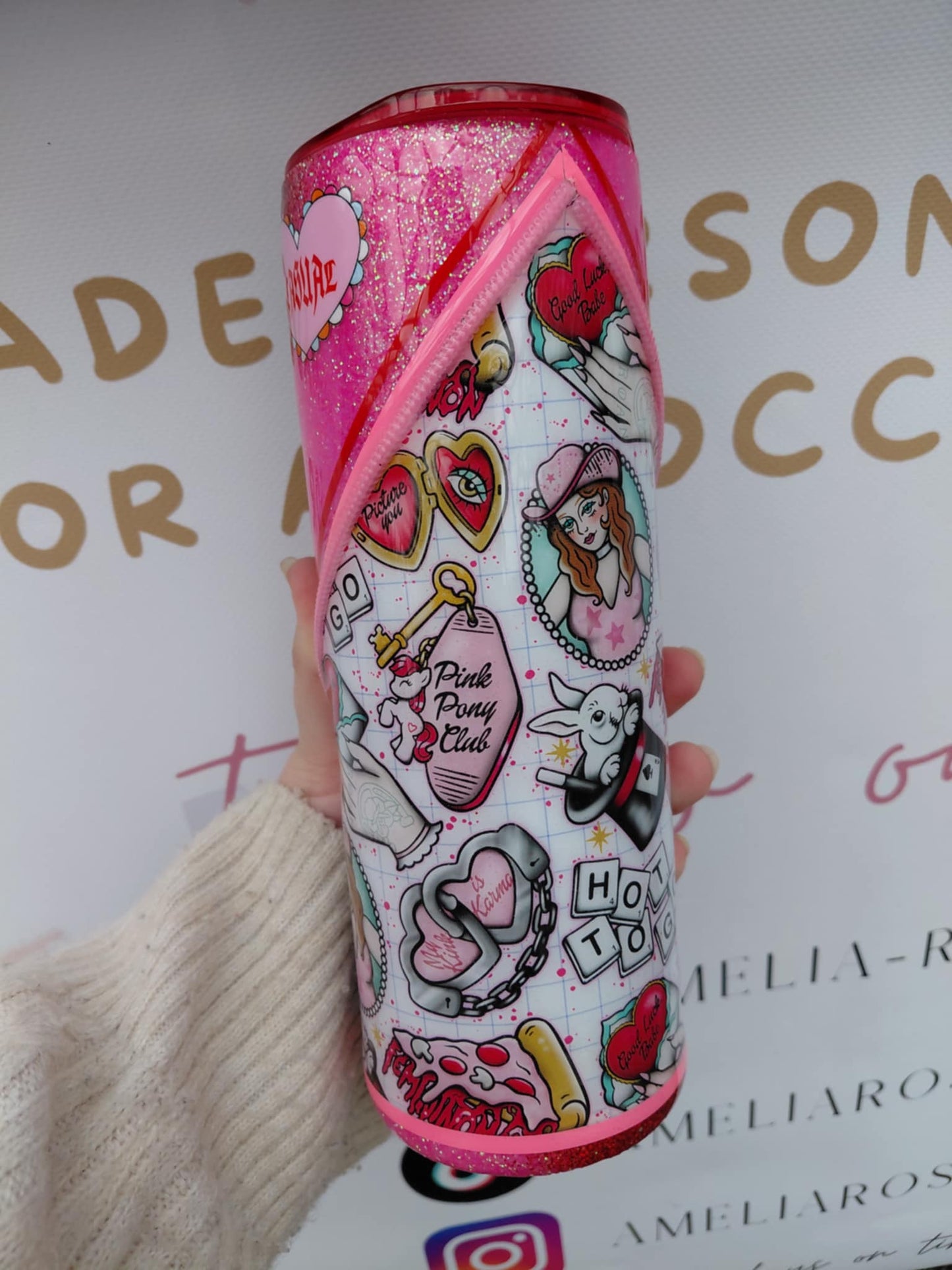 Pink Pony Zipper Tumbler
