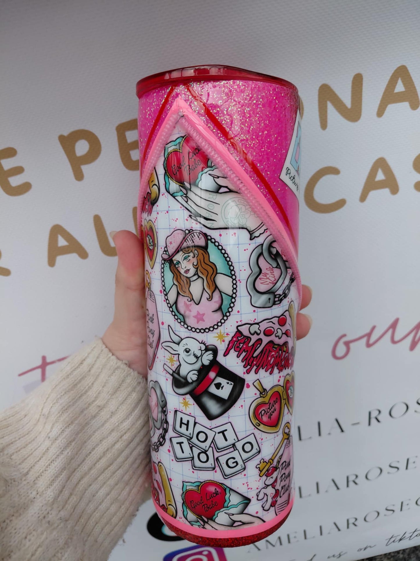 Pink Pony Zipper Tumbler