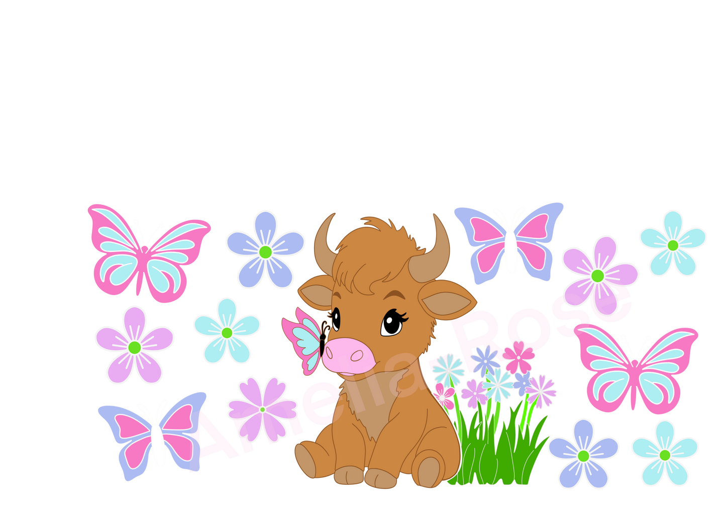 Spring Highland COW 16oz Libby wrap SVG,PNG & JPEG DIGITAL DESIGN