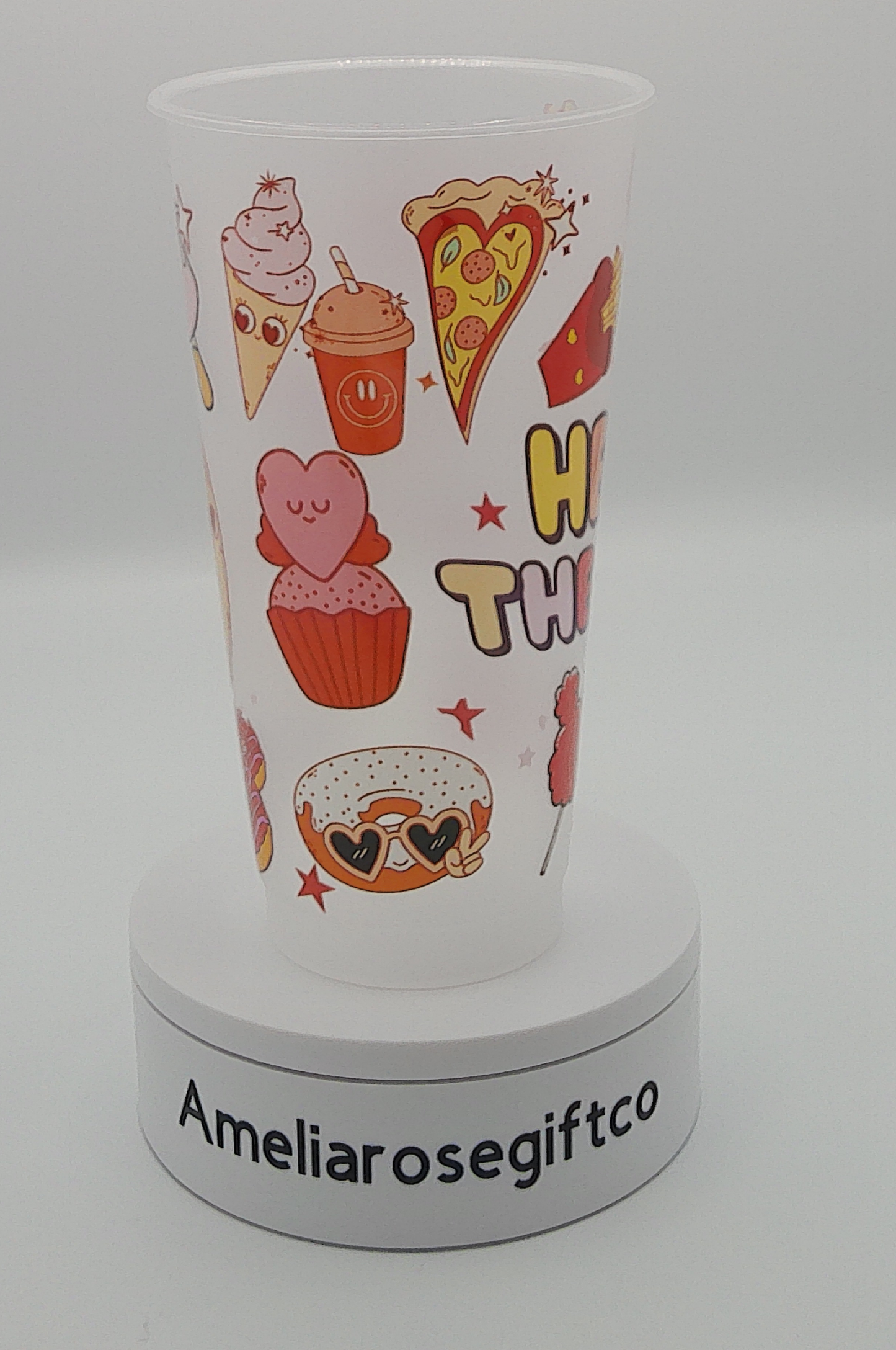 here for the snacks 24oz Cold cup