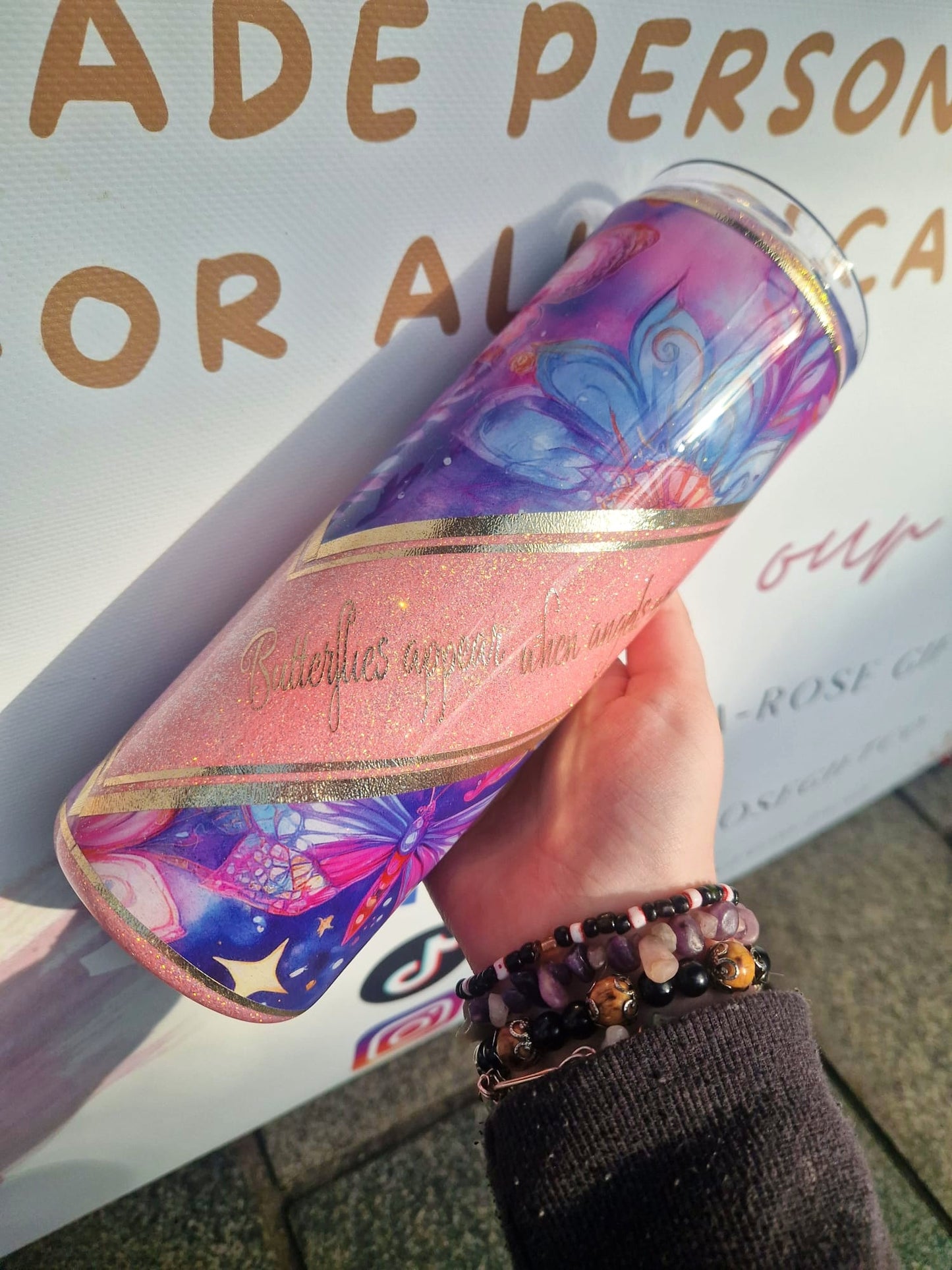 Butterfly Glitter 20oz tumbler