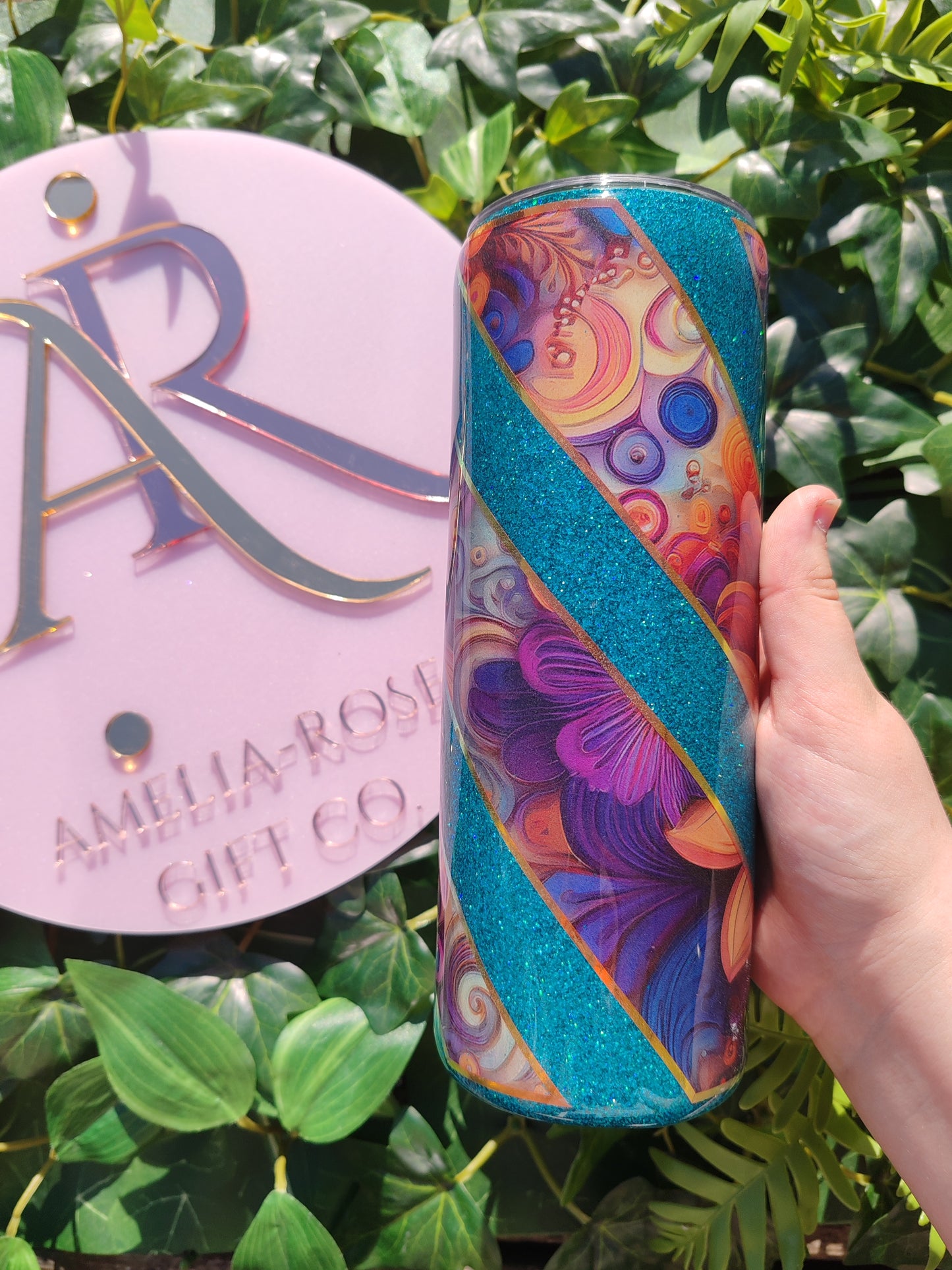 Glitter flowers 20oz tumbler