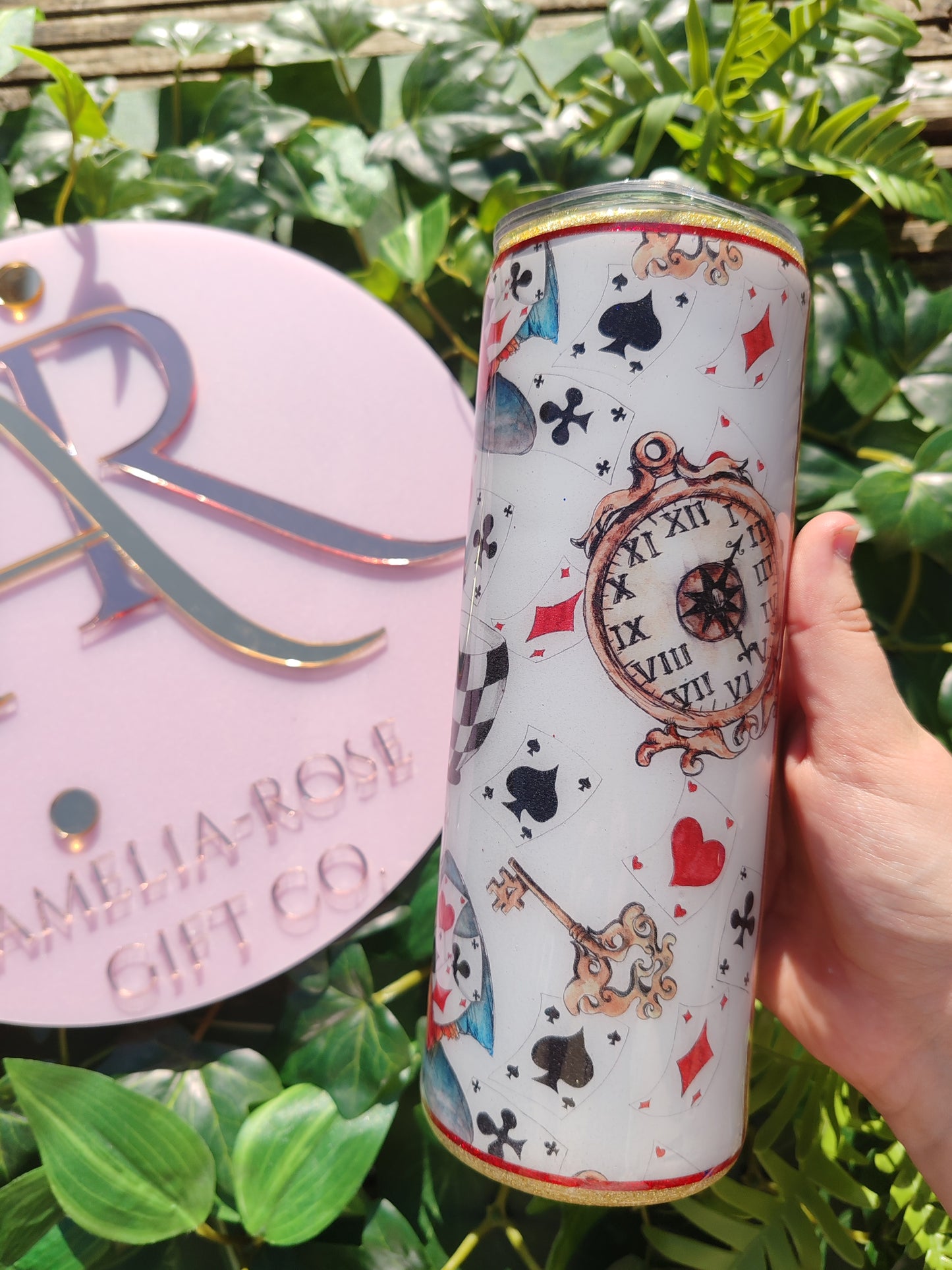 Wonderland 20oz glitter tumbler
