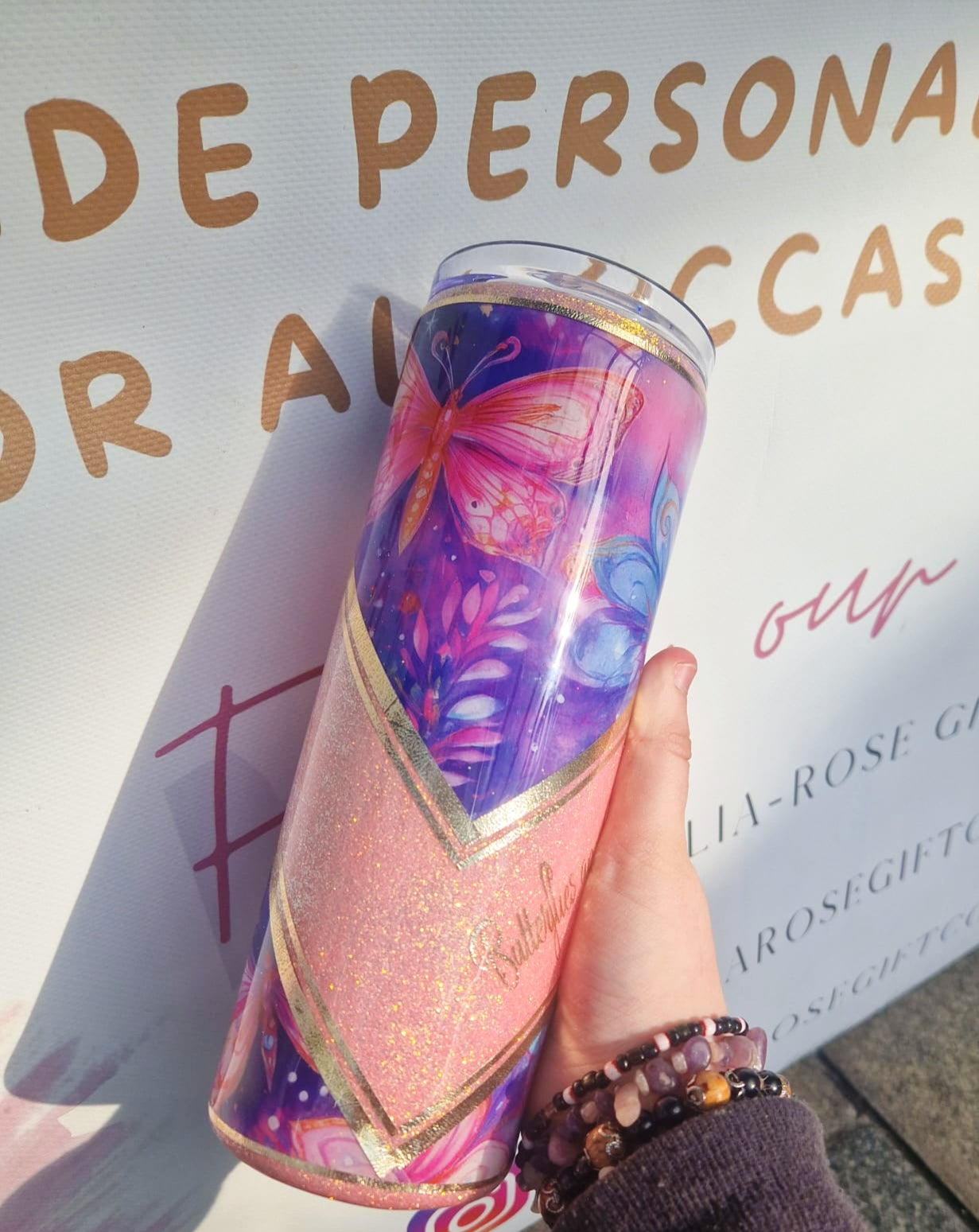Butterfly Glitter 20oz tumbler