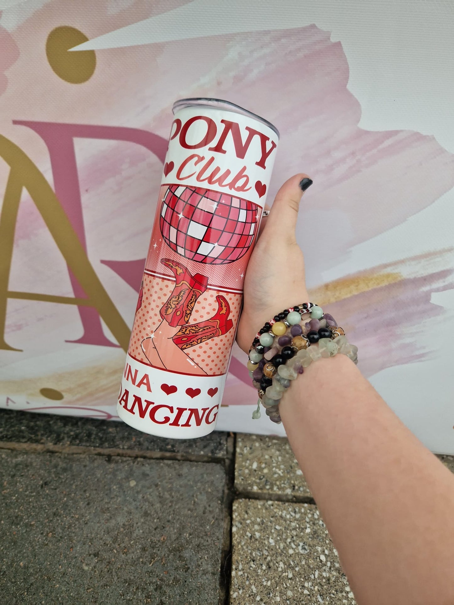 Pink Pony skinny drinks tumbler