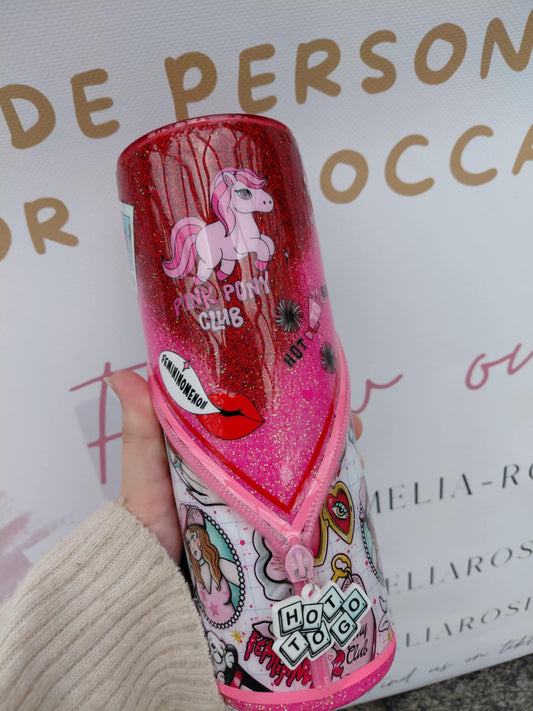 Pink Pony  Zipper Tumbler