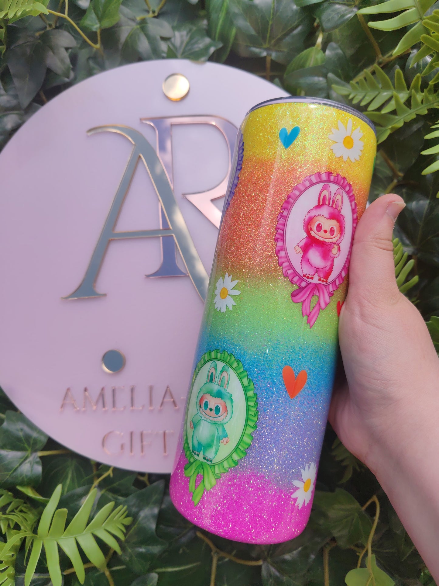 Rainbow labu Glitter 20oz tumbler