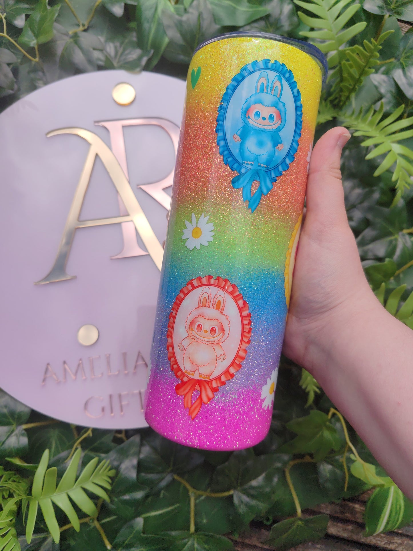 Rainbow labu Glitter 20oz tumbler