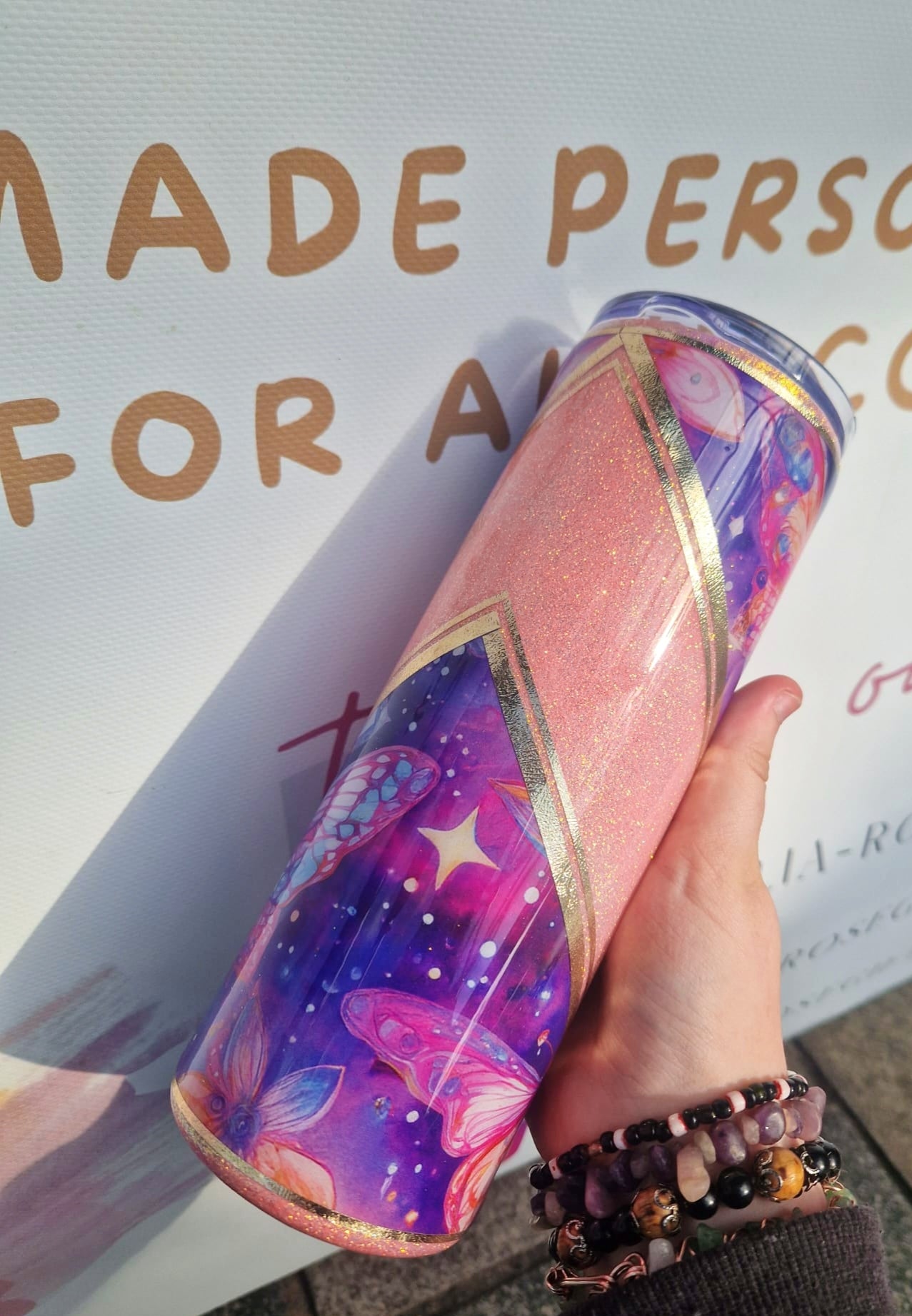 Butterfly Glitter 20oz tumbler