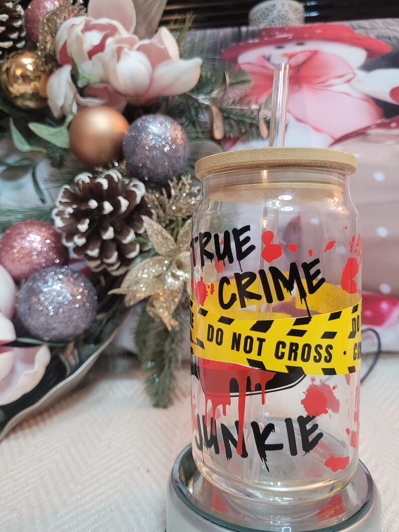 true crime 16oz glass Libby jar